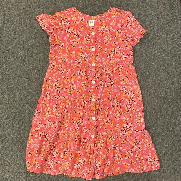 Gap Kids punk floral butterfly sleeve woven tiered dress size 8 - Picture 2 of 6